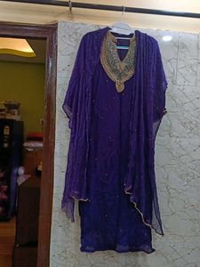 Embellished Royal Purple Kurta &amp; Dupatta Set