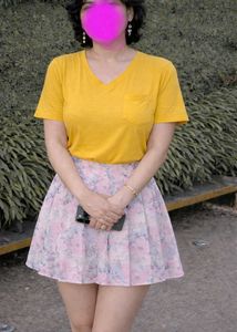 Yellow V-Neck Pocket Tee (Green T-shirt free)