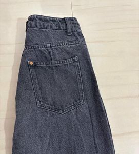 charcoal Wide Leg Denim Jeans