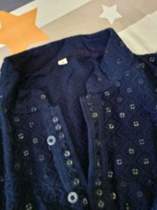 Elegant Navy Blue Embellished Kurta