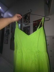 parrot green long dress