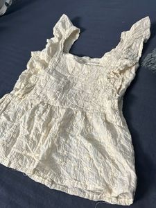 Cream Textured Ruffle Top