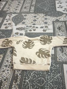 Cute Leaf Print Sweatshirt and Pants Set