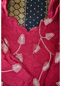 Maroon Embroidered Kurta