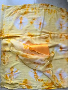 Unused Yellow Tie-Dye Chiffon Saree