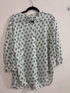 floral white kurta style shirt