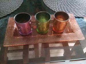 Jeweled Votive Candle Holders &amp; Tray Set