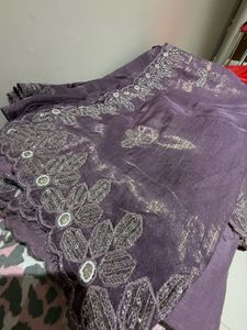 Purple Embroidered Saree with blouse