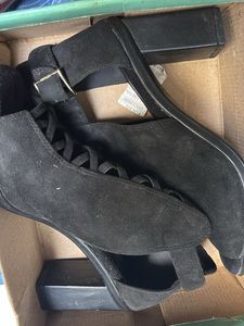 Black Suede Lace-Up Heels