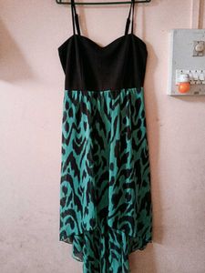 Stylish Black & Teal Print Dress
