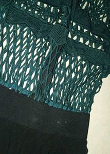 Chic Black Jumpsuit with Net Sleeves