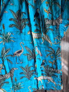 Vibrant Blue Kaftan with Animal Print