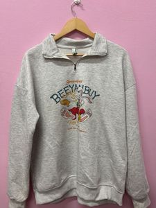 Cartoon Print Half-Zip Sweatshirt