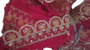 Lace, cut work lace, Dark rani colour lace