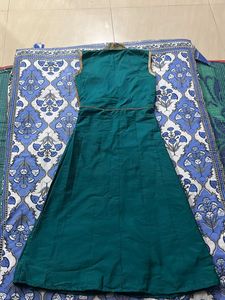 Elegant Green &amp; Gold Embroidered Lehenga Set