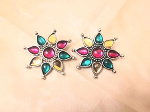 Multi-Color Sunburst Statement Earrings