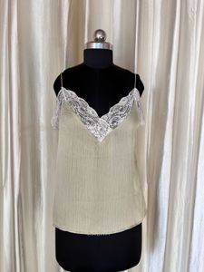 sage green lace cami top