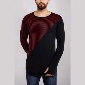 Men's Striped Long Sleeve Tunic Top