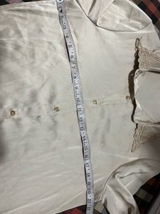 Elegant Lace Trim Satin Shirt