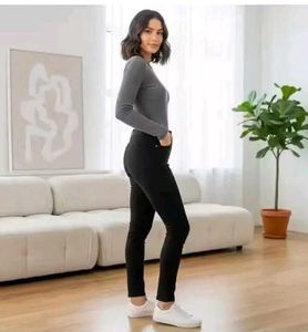 Trendy Black High Waist Skinny Jeans with Fringed