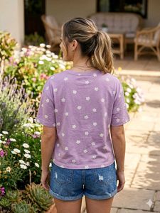 Cute Purple "Good Vibes" Floral T-Shirt 🌙💜🔮