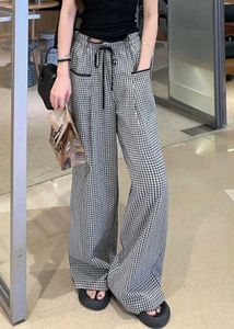 ᝰ.ᐟGingham drawstring Wide-Leg Pants 🥢