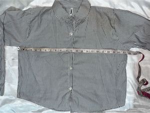 Striped Cropped Button-Down Shirt