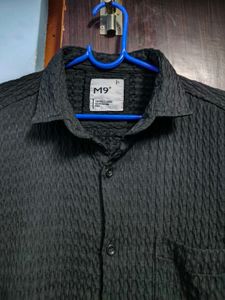 Men's Textured Black Long Sleeve Shirt