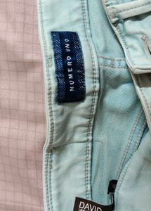 Men's Light Blue Slim Fit Casual Pants