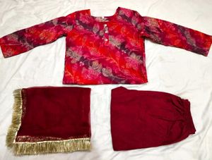 Vibrant Floral Kurta Set with Dupatta