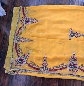 Yellow Embroidered Saree with Blouse