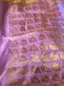 Lavender Saree with Gold Border
