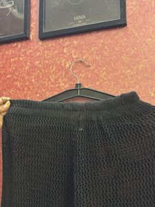Black Crochet Wide Leg Pants