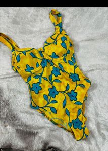Yellow Floral One-Piece Swimsuit