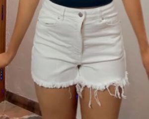 White Denim Frayed Shorts