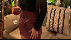 Burgundy Faux Leather Tweed Mini Skirt