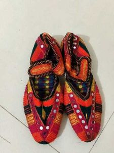 Embroidered Ethnic Flats with Mirror Work