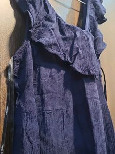 Chic Navy Off-the-Shoulder Ruffle Top