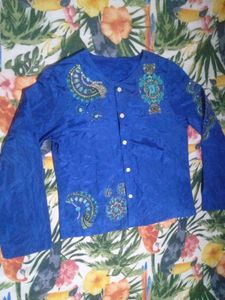 Embellished Royal Blue Blouse