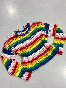 Rainbow Knit Crochet Sweater