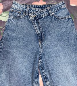 Women Asymmetrical Waist Denim Jeans