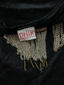Women's Black Embellished Neck Top