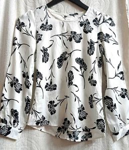 Women's White Floral Print Top