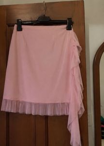 Cute Pink Ruffled Mini Skirt