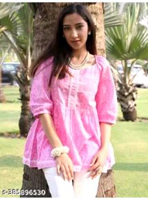 Pink Printed Kurta Size-S