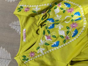 Vibrant Yellow Embroidered Maxi Dress