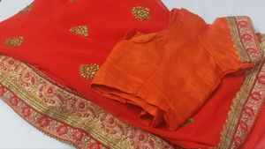 Heavy Beautiful Orange Saree