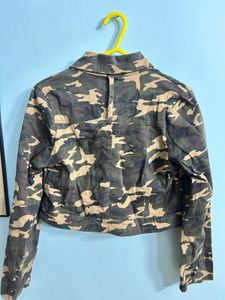 Camouflage Cropped Denim Jacket
