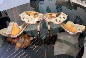 Gold Jeweled Wedding Heels Size 6