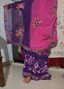 Pink & Purple Embroidered Saree